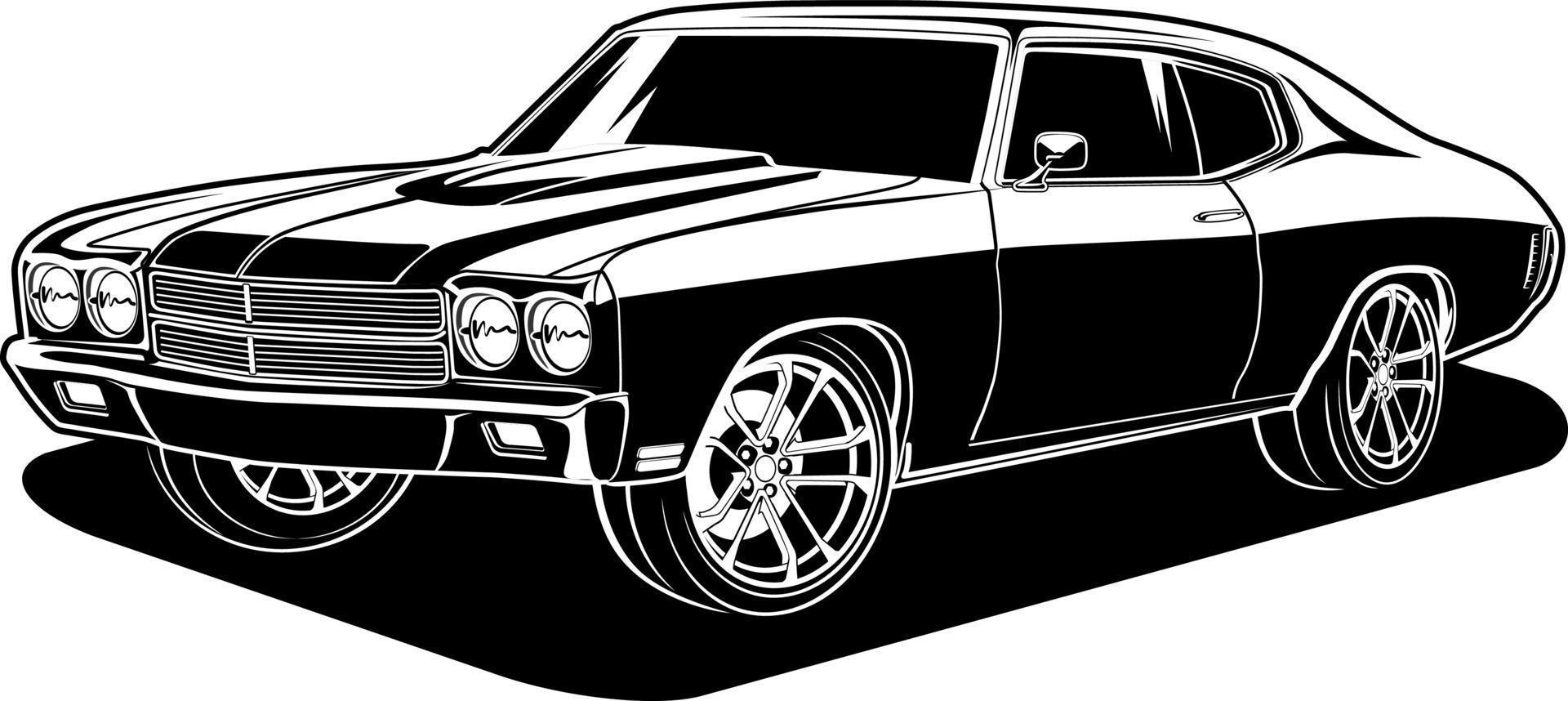 ilustración de vector de coche blanco y negro para diseño conceptual