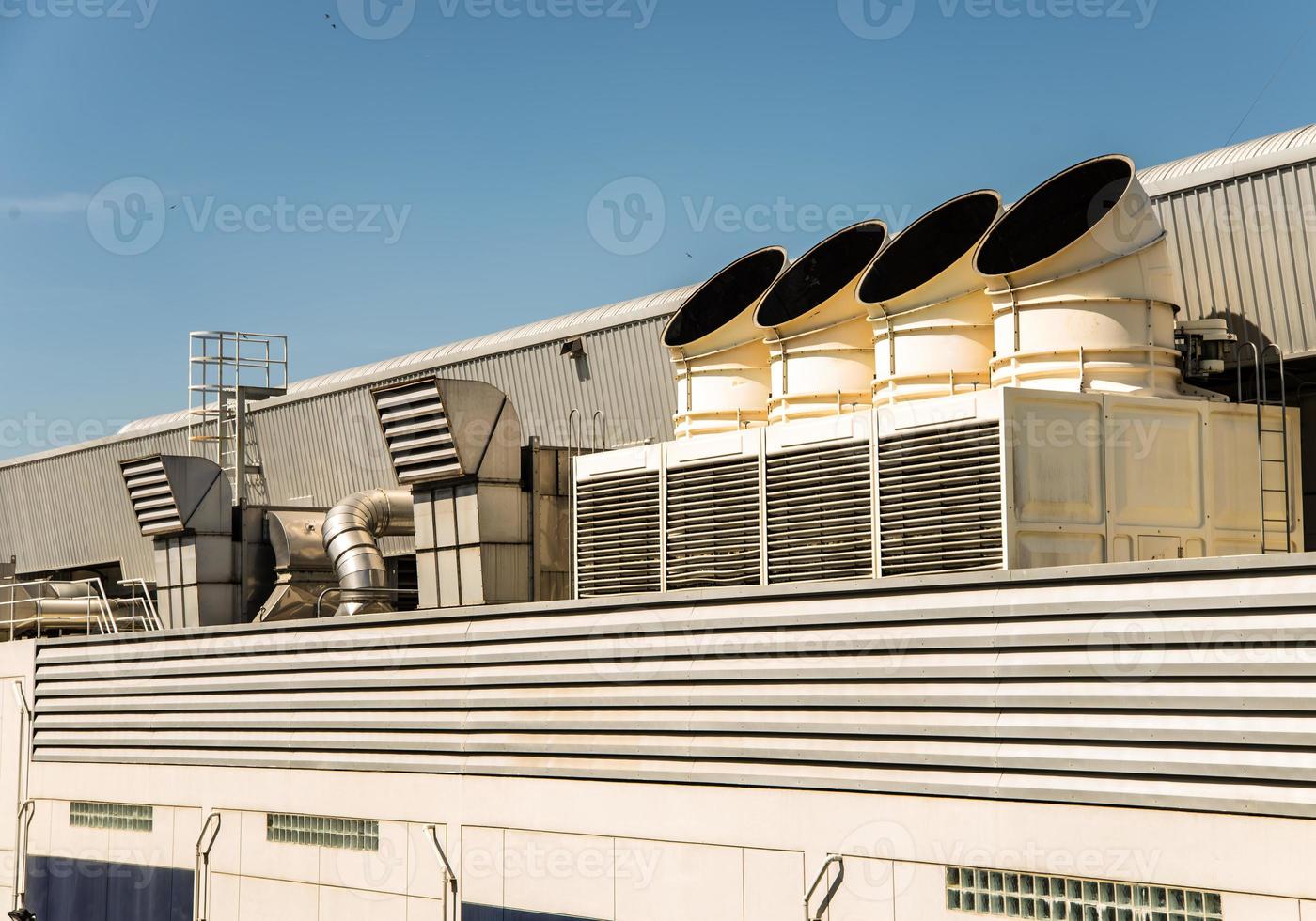 air conditioner on the roof with blue sky photo