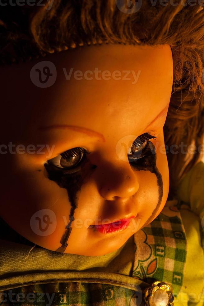 Close up of scary doll photo