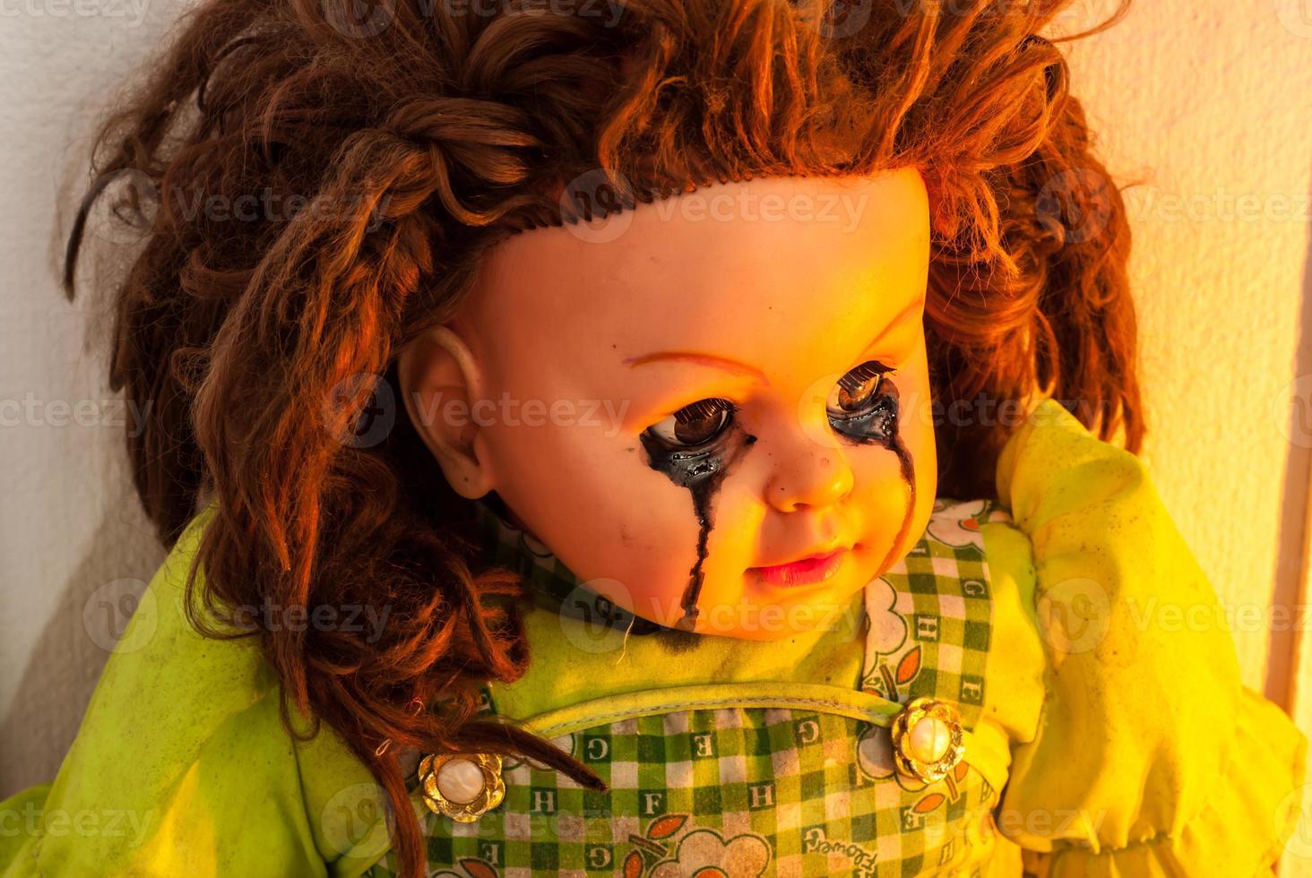 Close up of scary doll photo