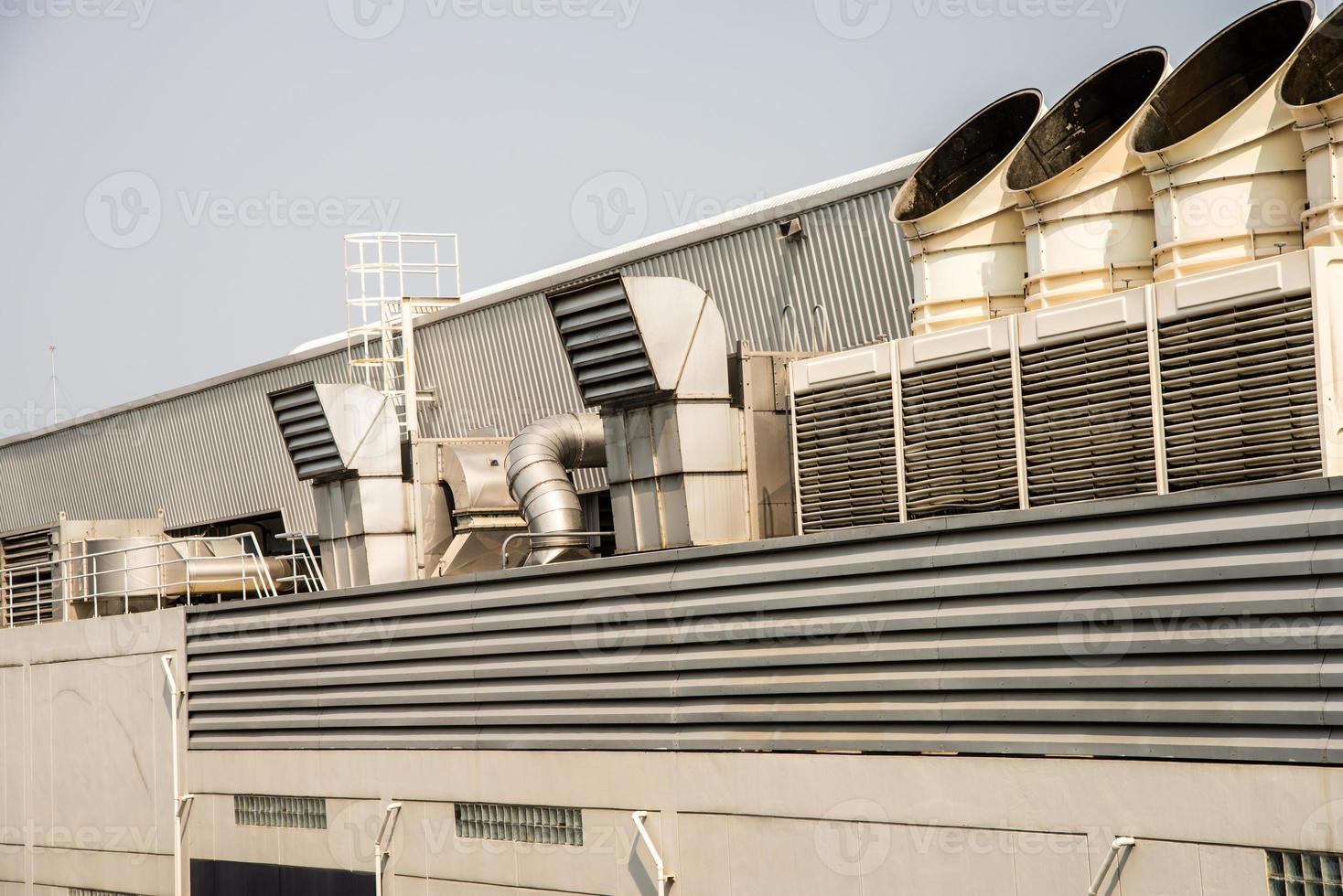 air conditioner on the roof with blue sky photo