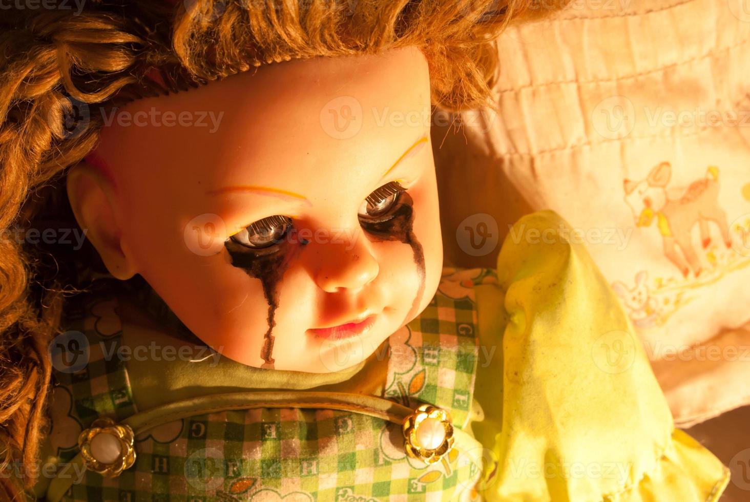 Close up of scary doll photo