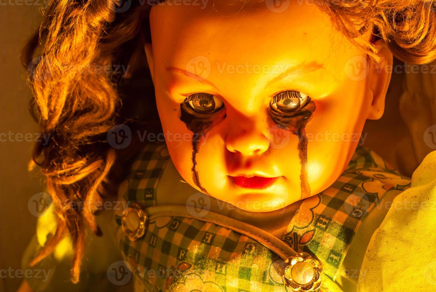 Close up of scary doll photo