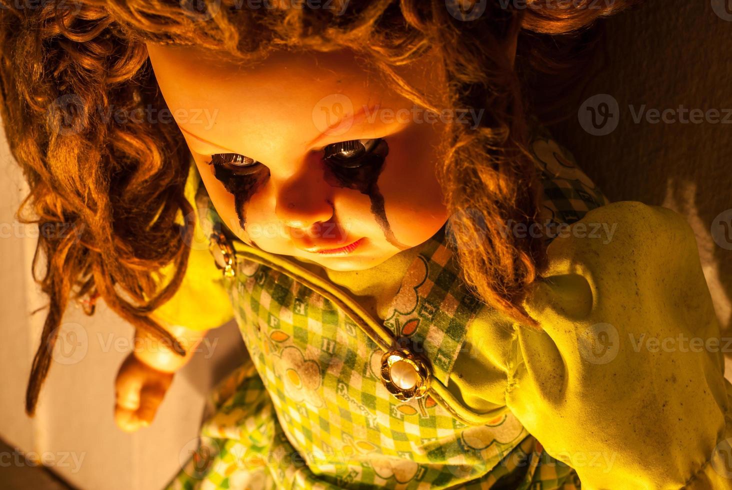 Close up of scary doll photo