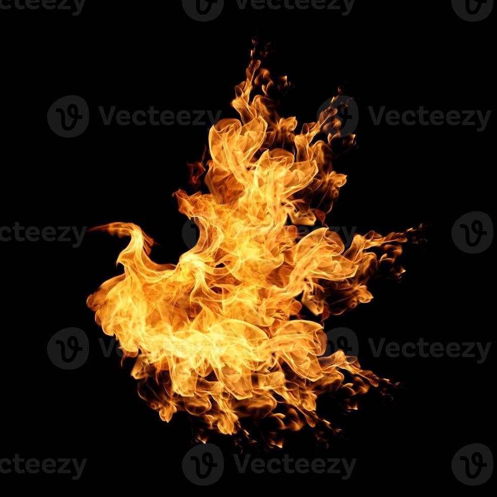 Abstract Fire flame on black background photo