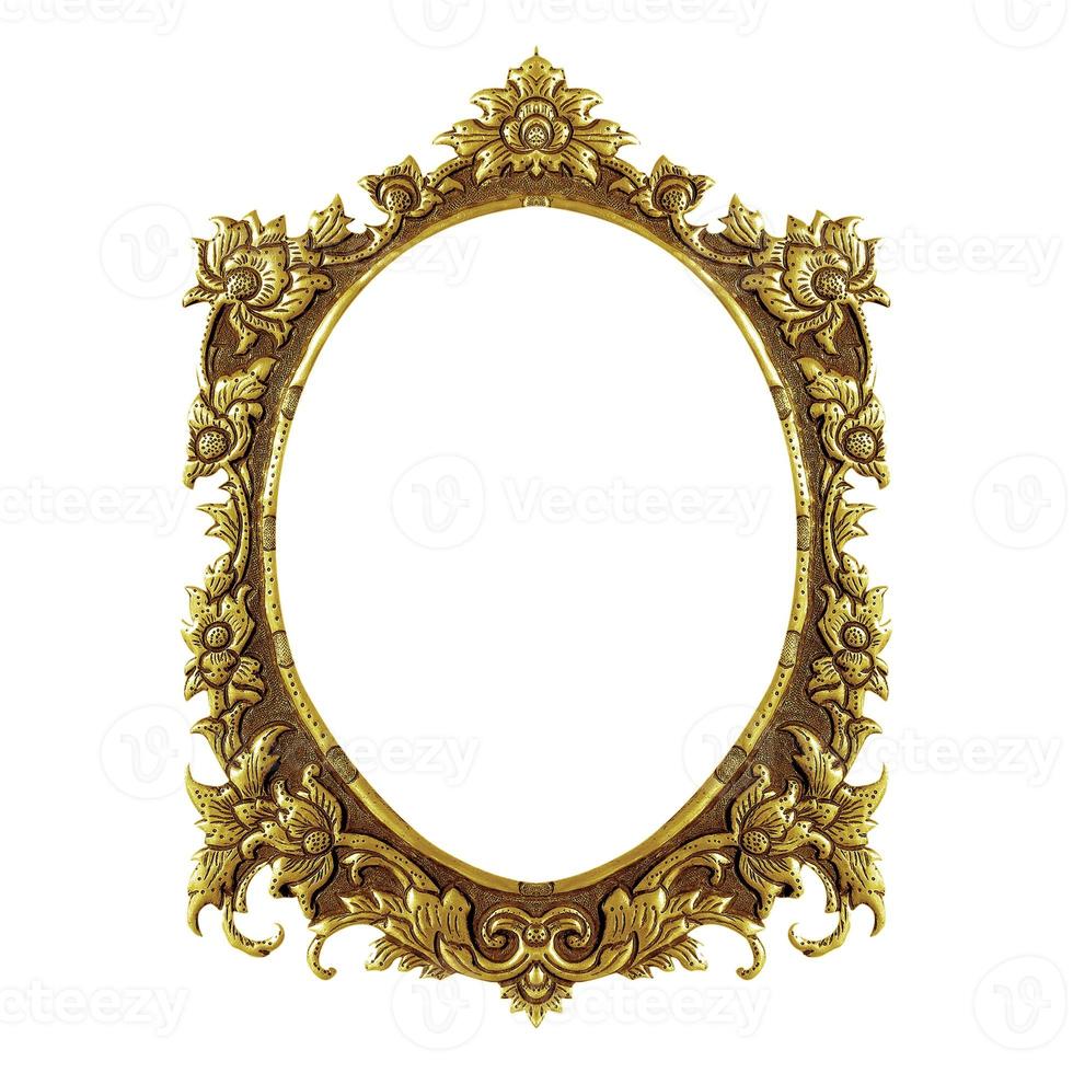 old decorative frame - handmade, engraved - isolated on white background photo