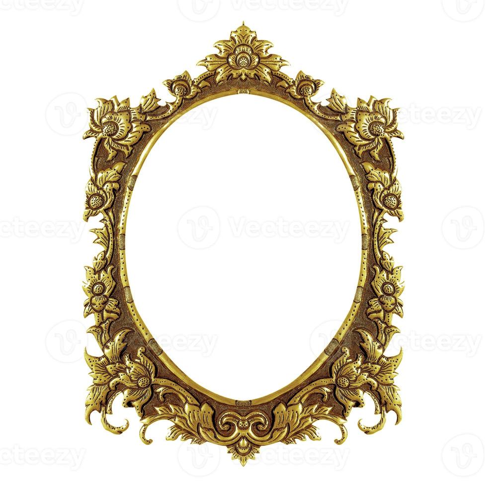 old decorative frame - handmade, engraved - isolated on white background photo