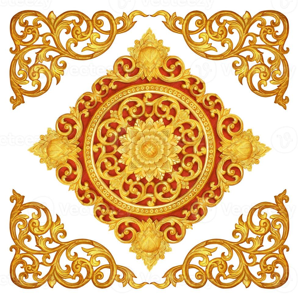Pattern of flower carved on wood photo