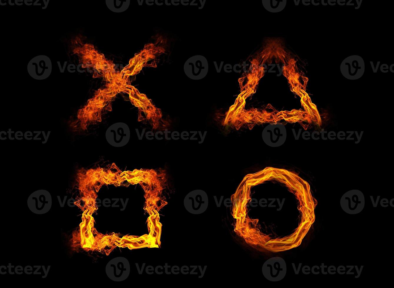 The cross triangle square circle of burning flame photo