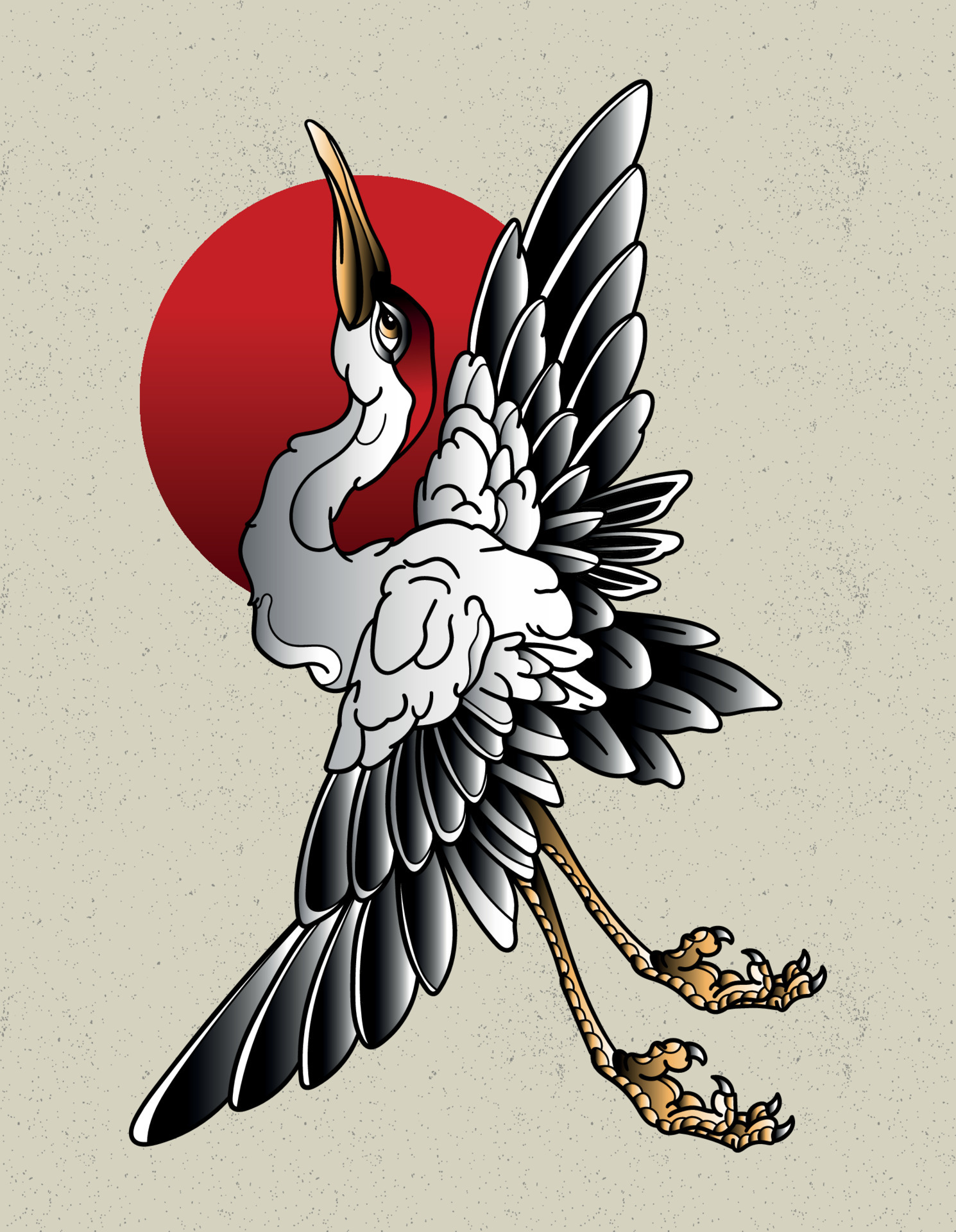 Japanese crane tattoo
