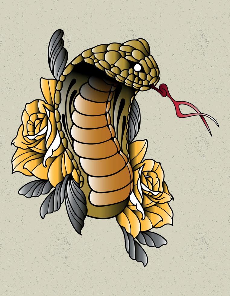 cobra neo tradicional tatuaje vector