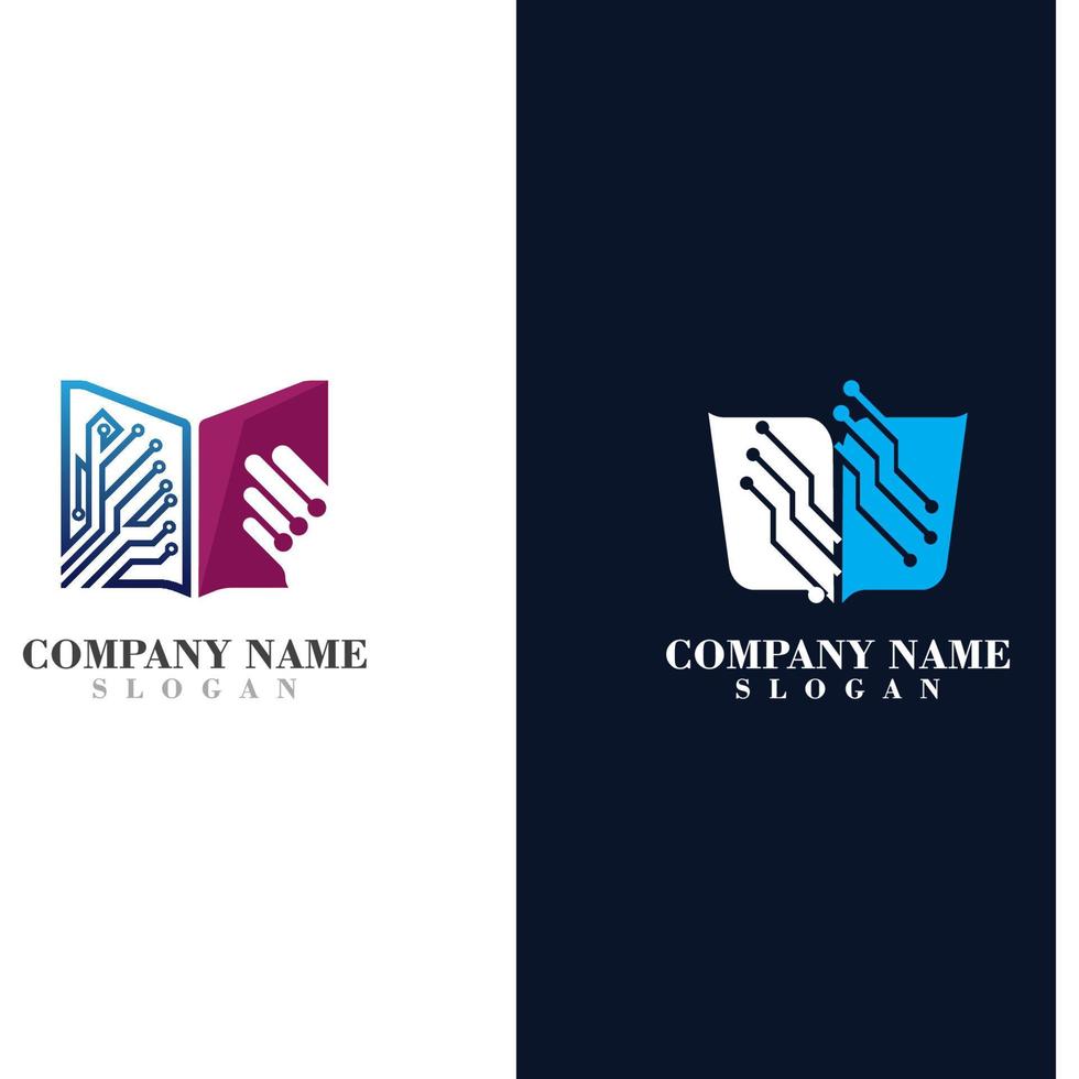 Tech Book Logo Template Technology Learn Logo Design vector