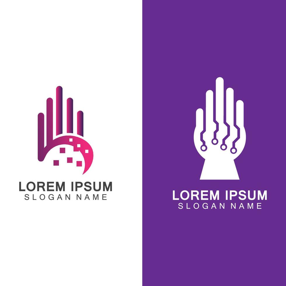 Technology Hand creative logo inspiration design template vector