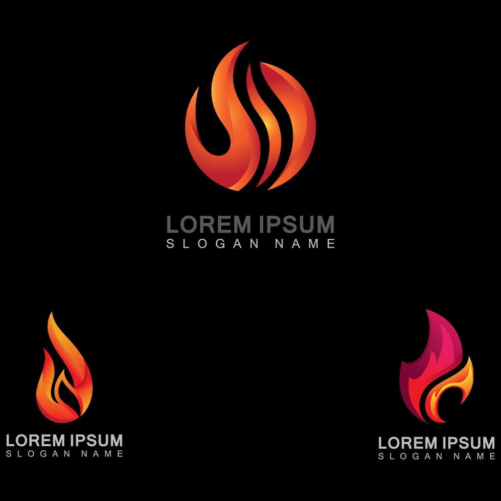 Vector Fire Flame Simple abstract icon, symbol, logo design