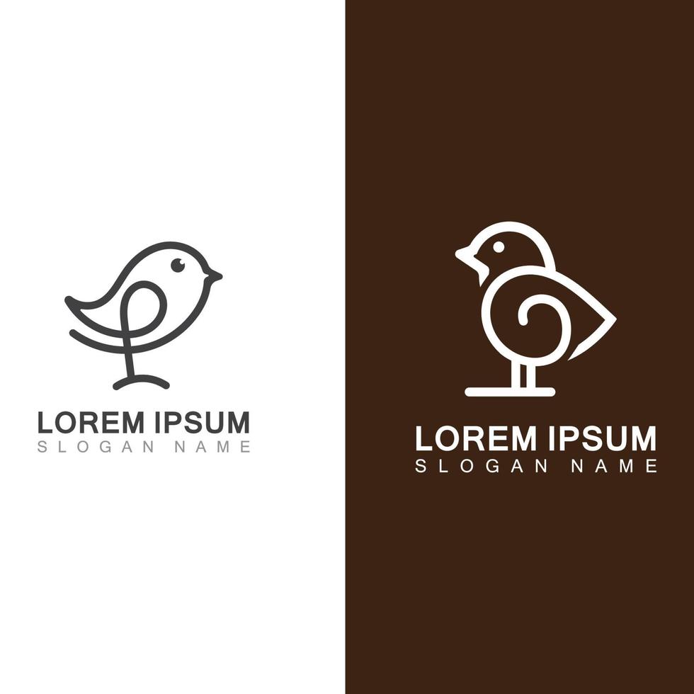 CHICK logo minimalist icon template monoline color line creative vector