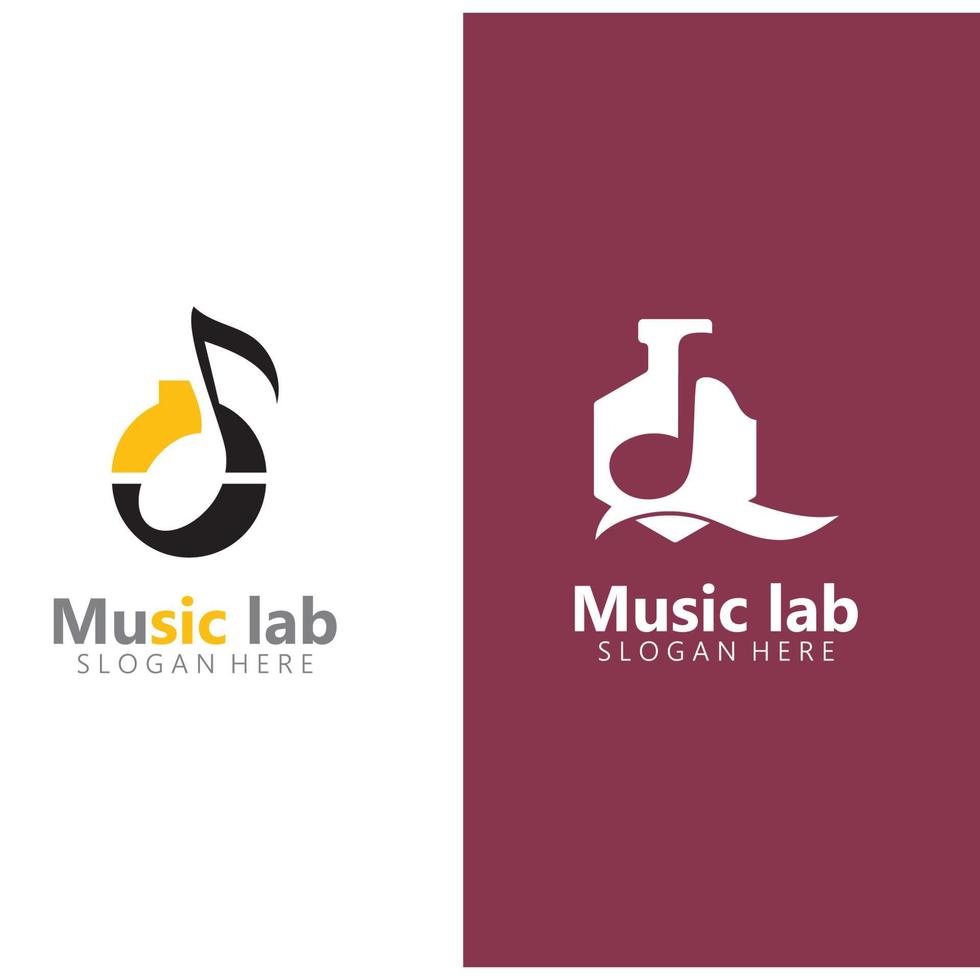 Music with Lab science Logo Design concept vector. Chemistry Vector