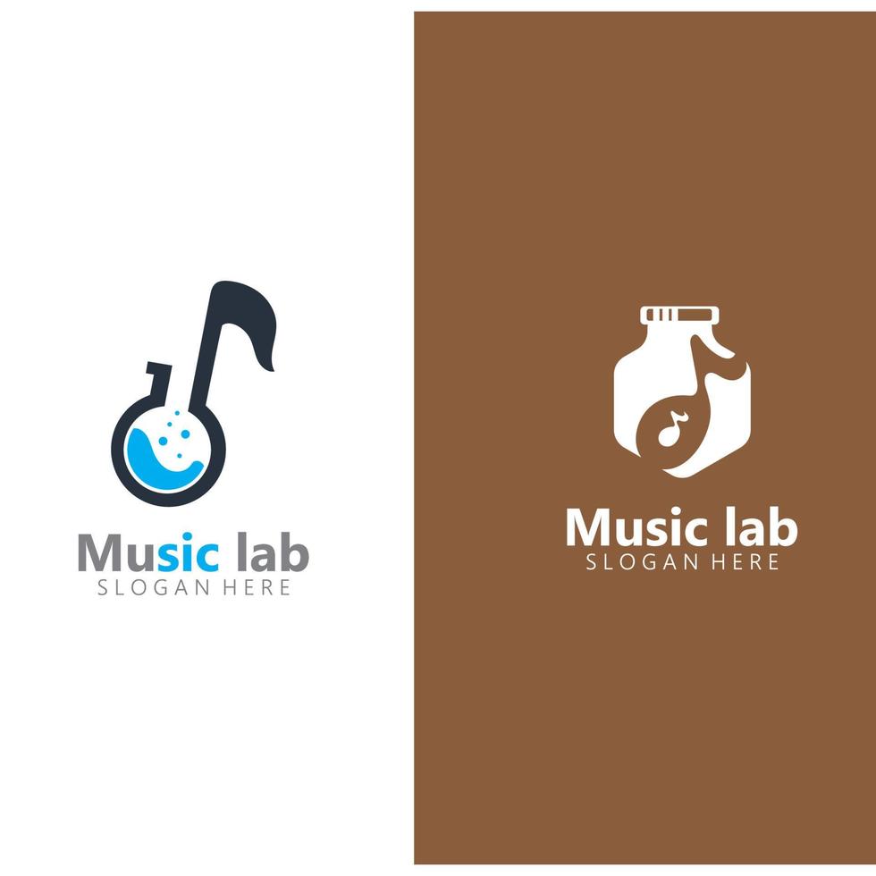 Music with Lab science Logo Design concept vector. Chemistry Vector