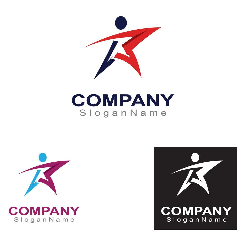Leadership People Logo vector art design of star people concept success modern logo