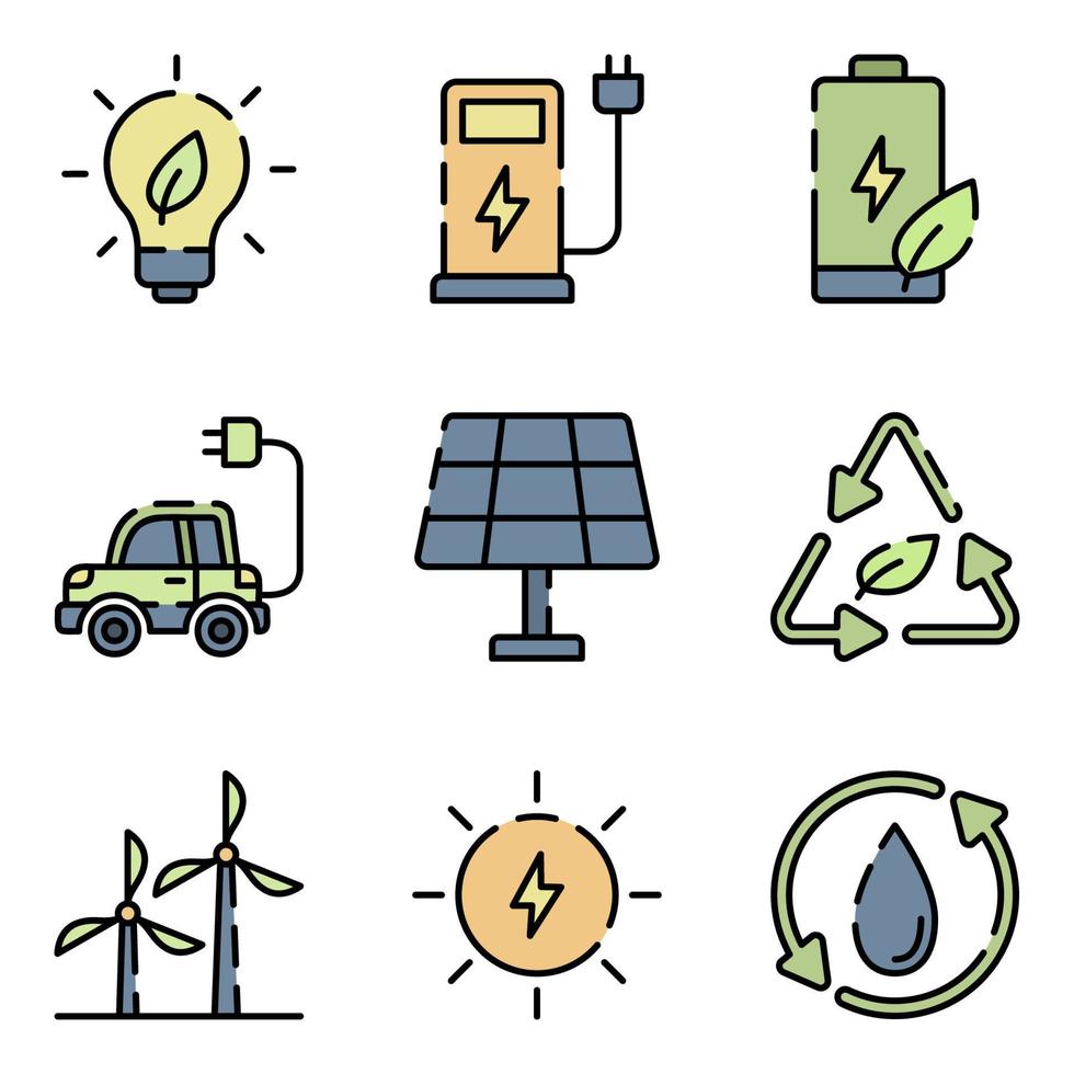 iconos de tecnología ecológica verde vector