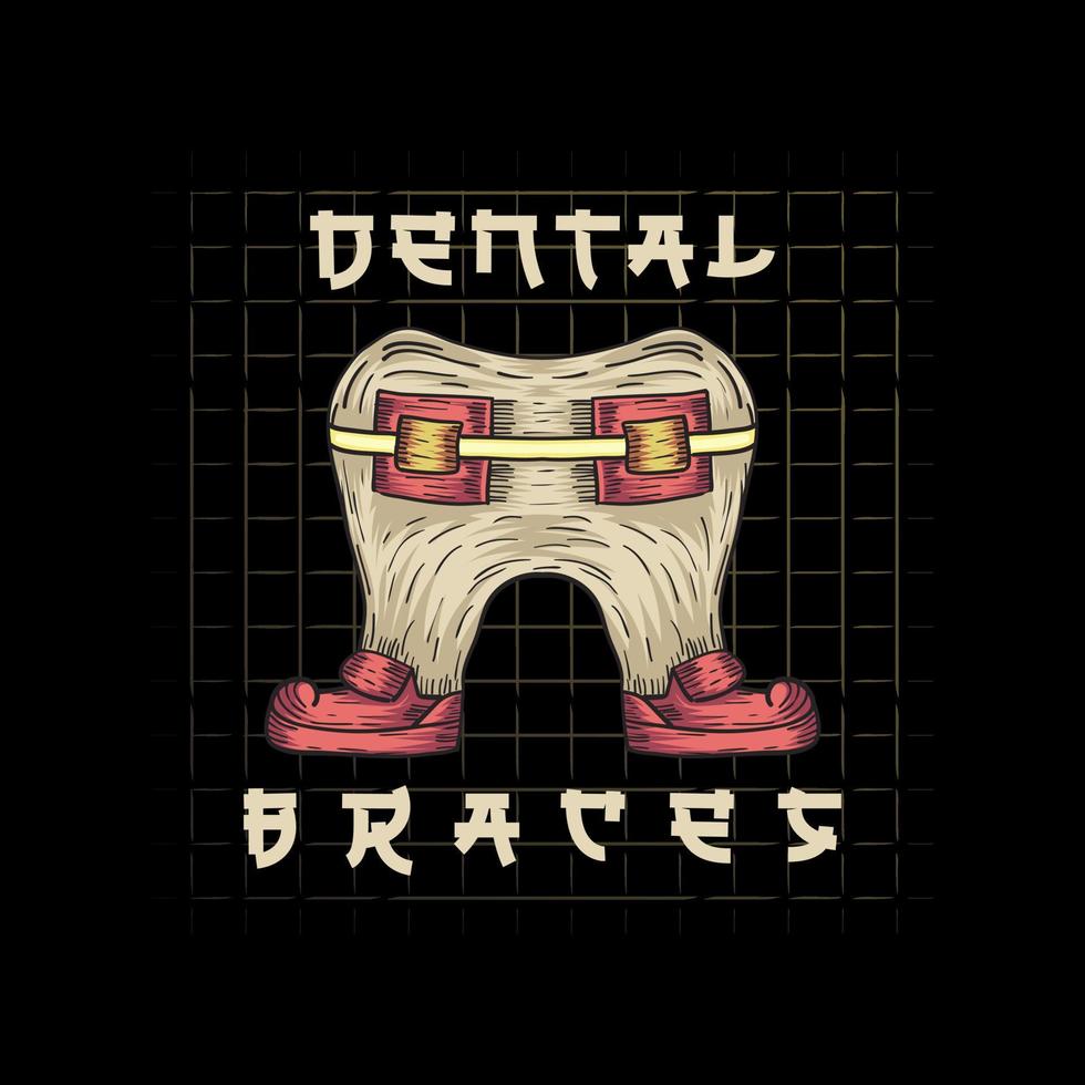Dental braces t-shirt design, vintage style. Very printable vector