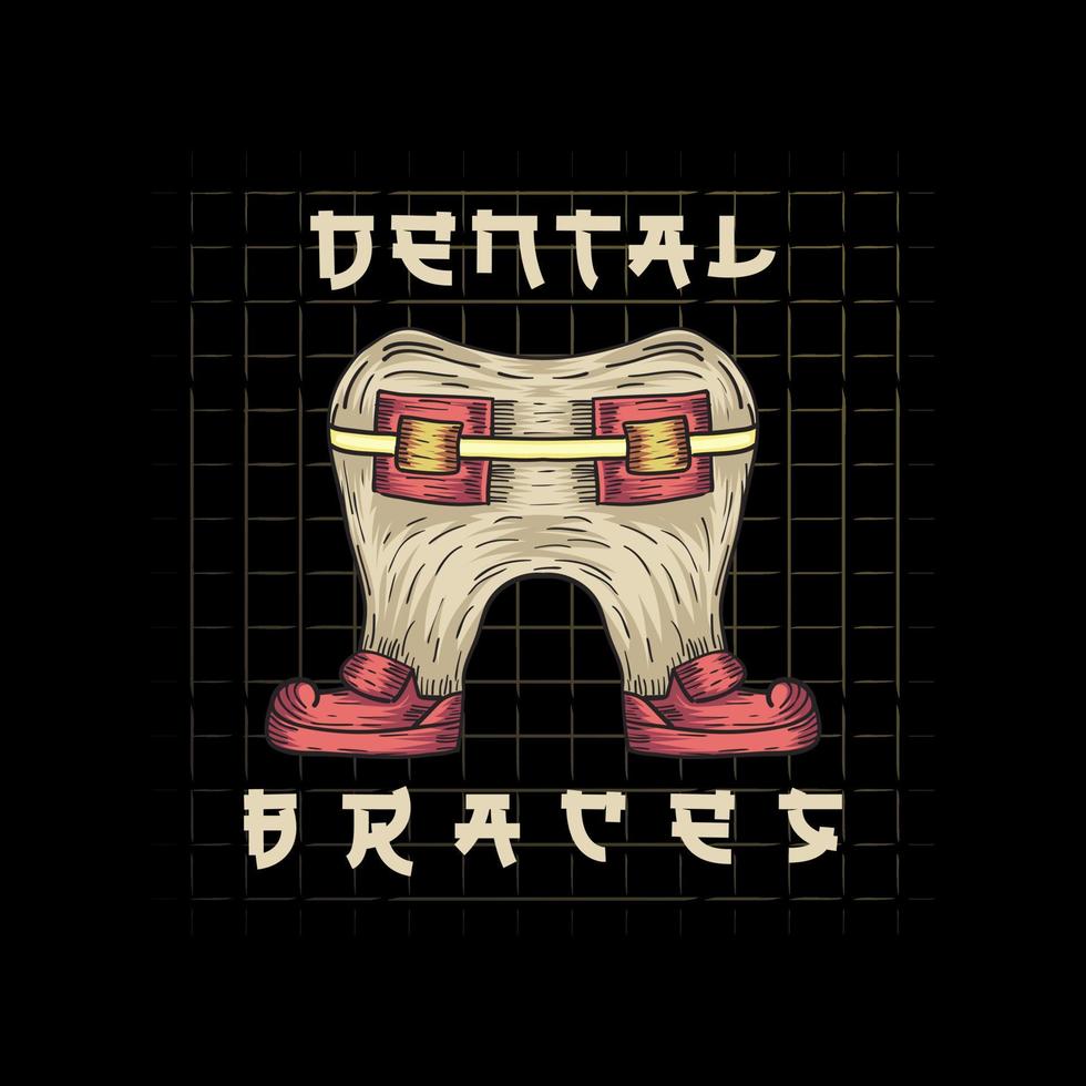 diseño de camisetas con aparatos dentales, estilo vintage. muy imprimible vector