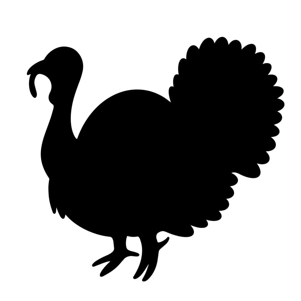 silueta de pájaro pavo. icono de vector aislado sobre fondo blanco. vista lateral del perfil de pájaro. estilo plano, monocromo