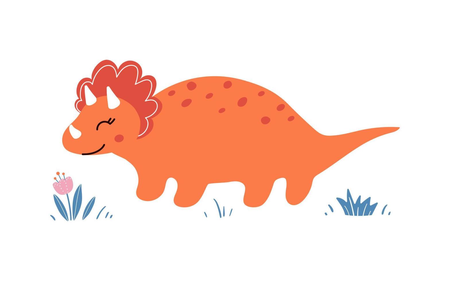 Cute dinosaur t-shirt design. Dino girl drawn in doodle style vector