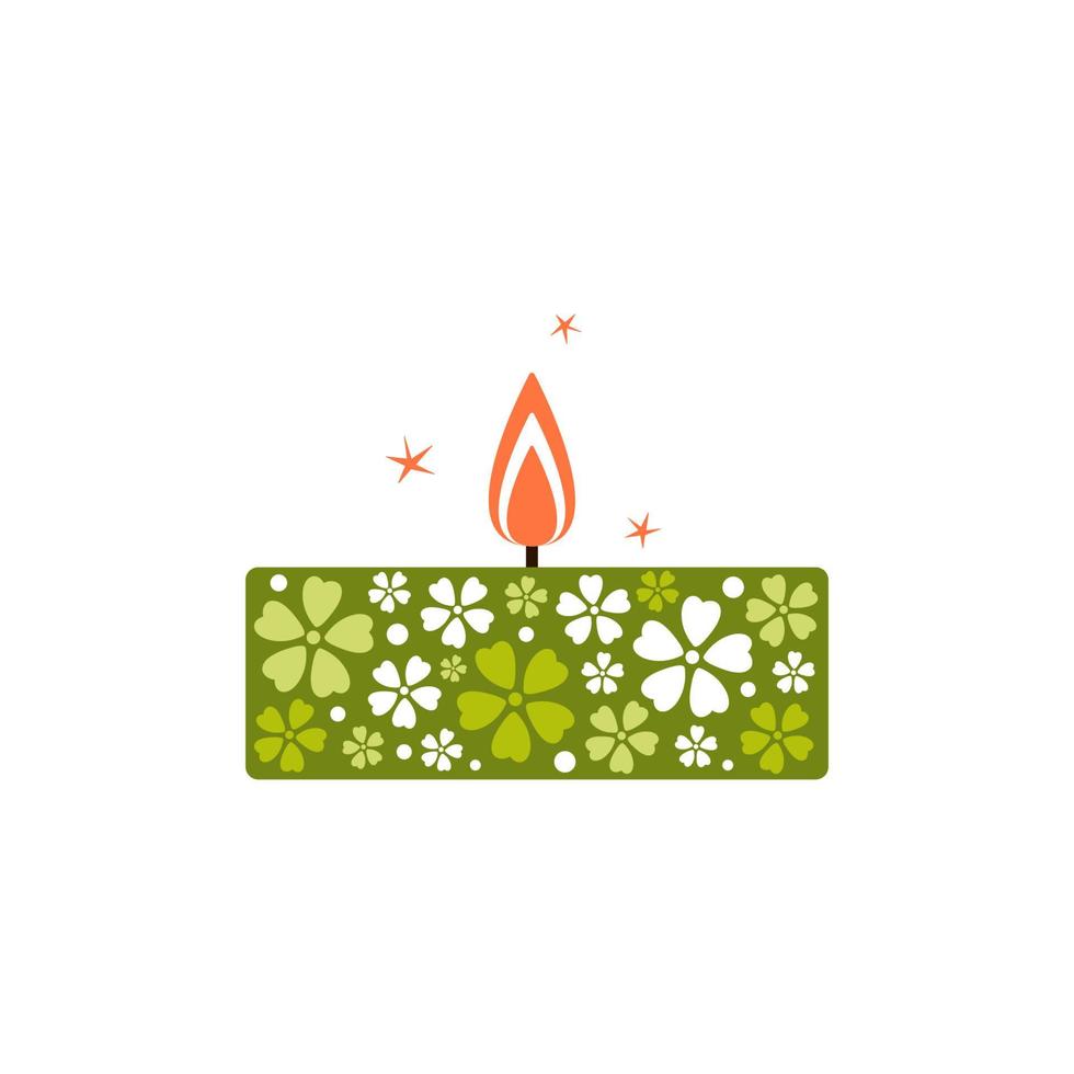 Small aromatic candle. A cute piece of home decor. Vector illustration