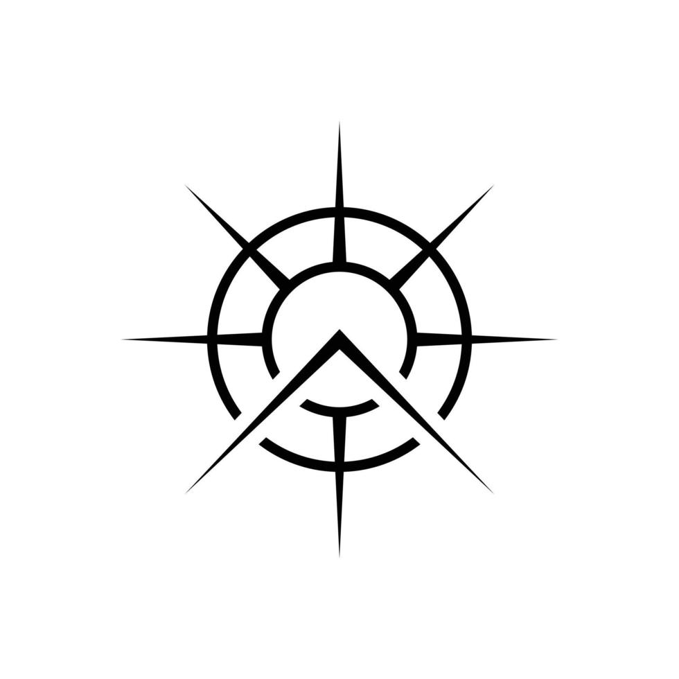 diseño de logotipo de brújula de montaña vector