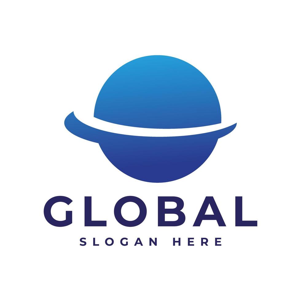 blue globe logo design vector