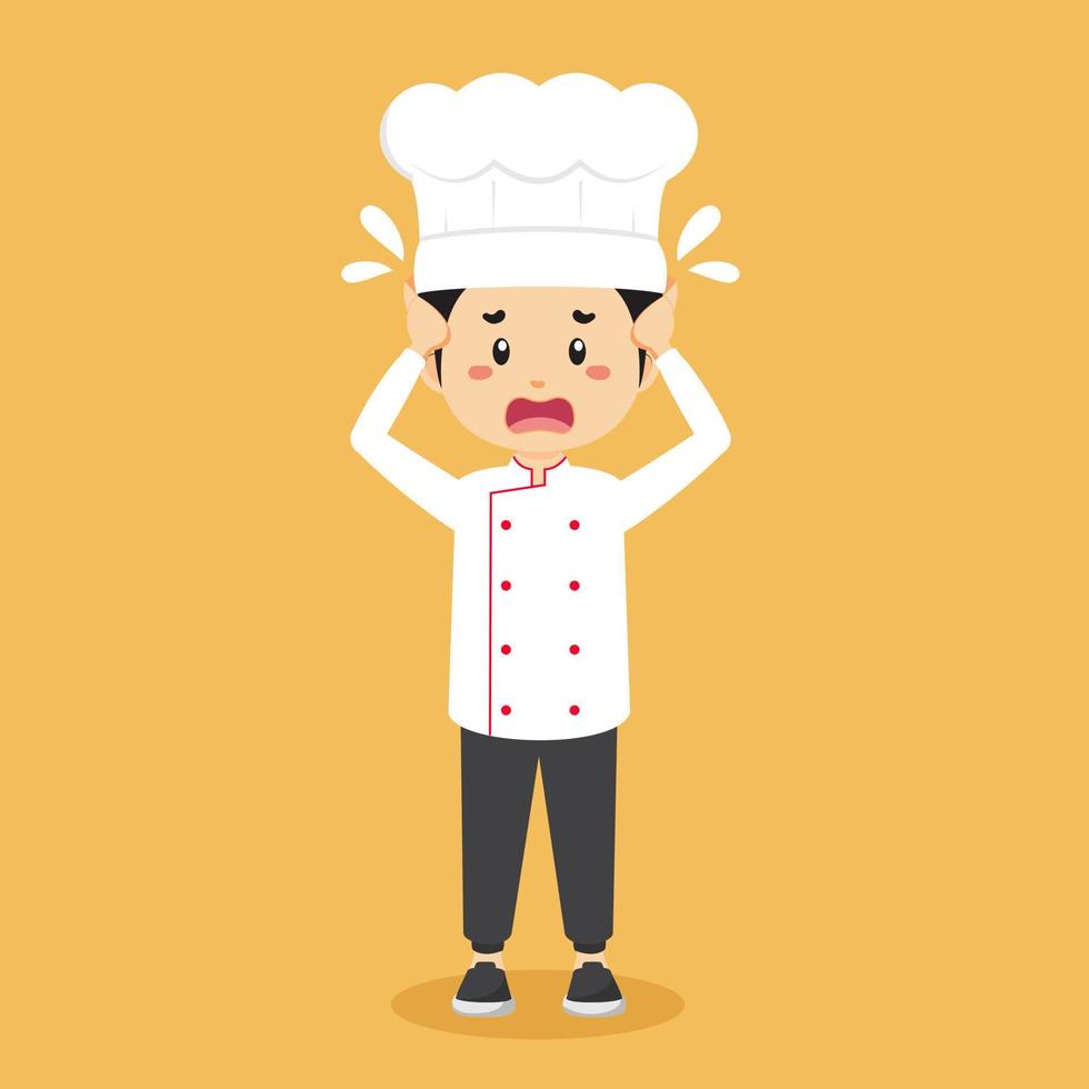 stock vector confundido chef mujer