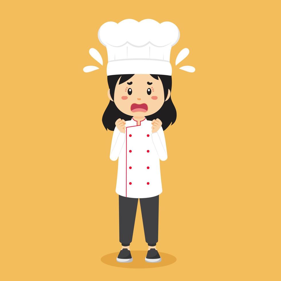 Stock Vector Confused Chef Woman