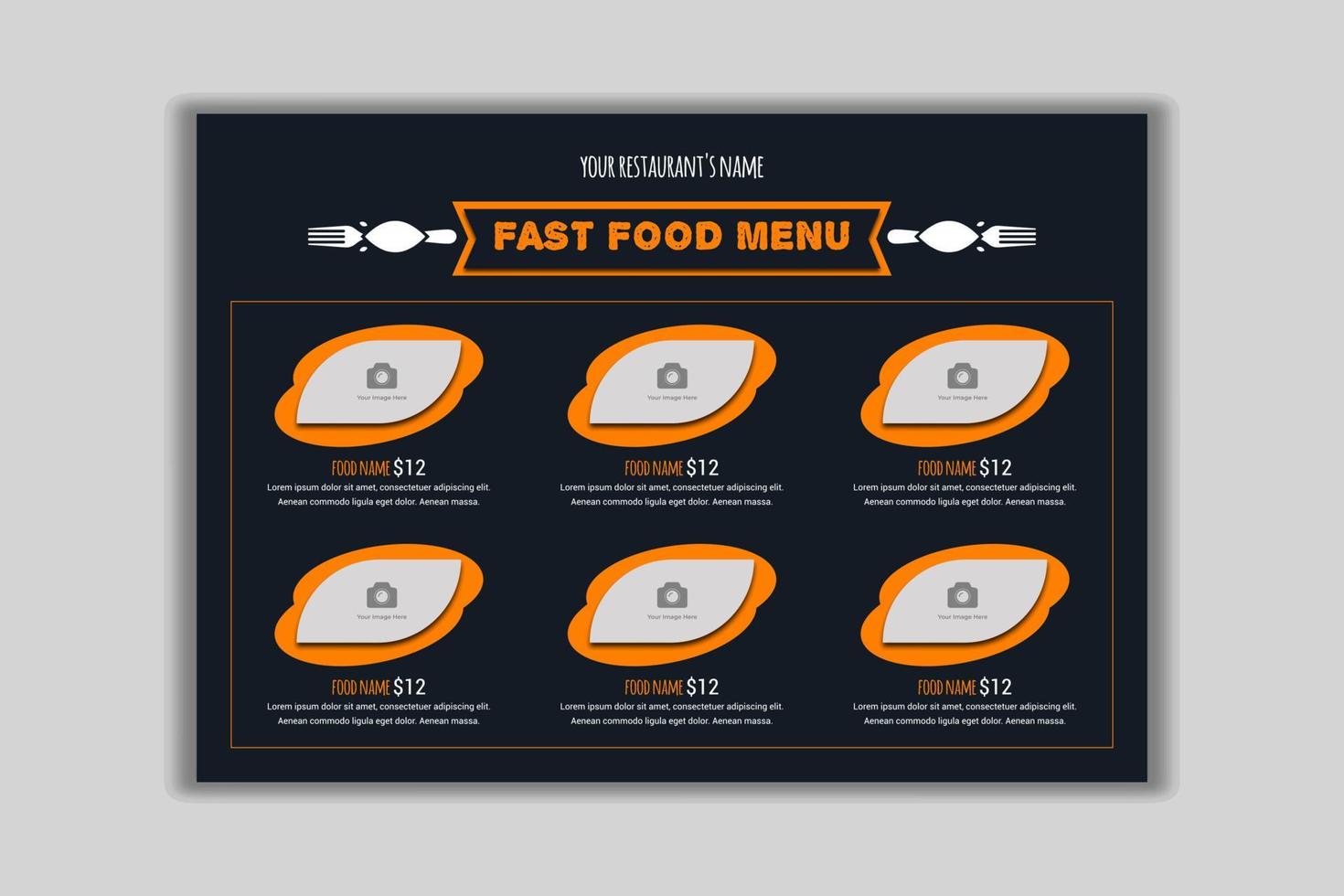Restaurant Fast Food Menu Template vector