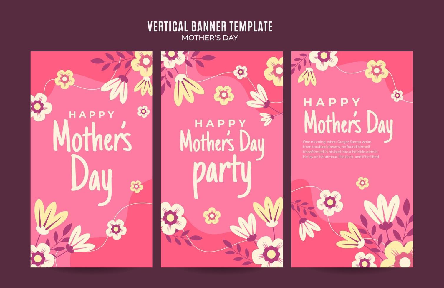 Happy Mother's Day Retro Web Banner for Social Media Vertical Poster, banner, space area and background vector