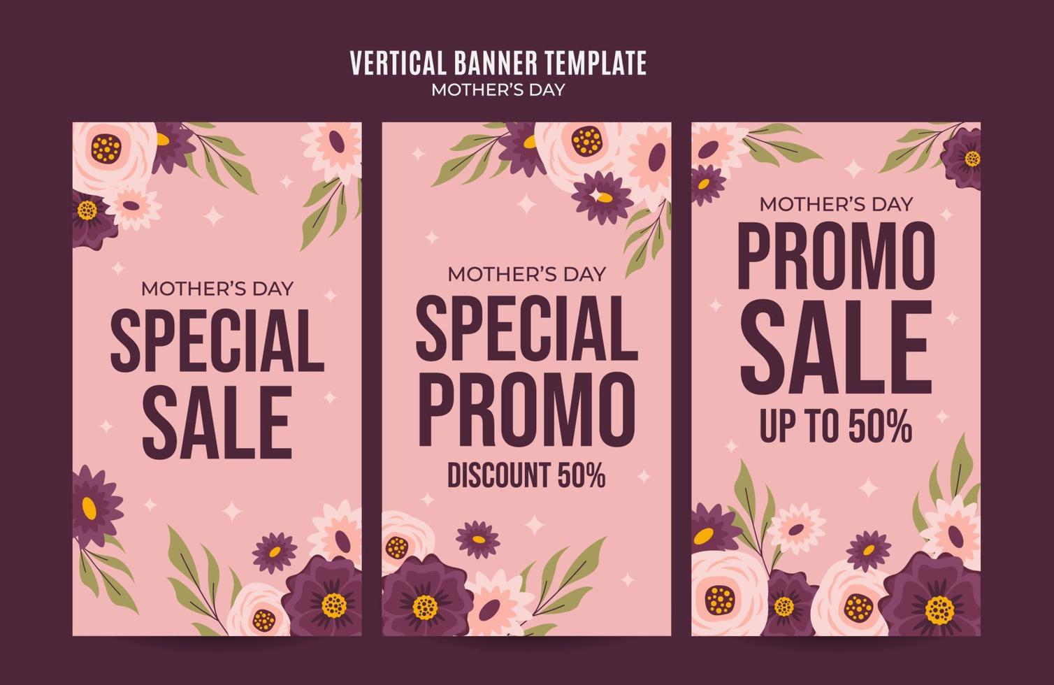 Happy Mother's Day Retro Web Banner for Social Media Vertical Poster, banner, space area and background vector