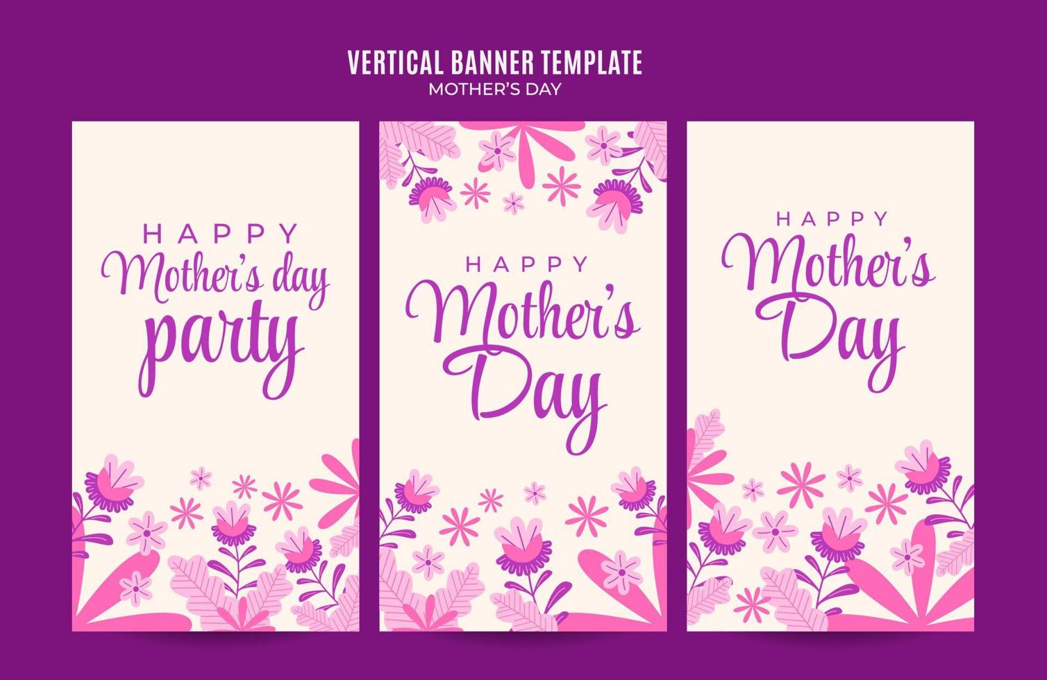 Happy Mother's Day Retro Web Banner for Social Media Vertical Poster, banner, space area and background vector