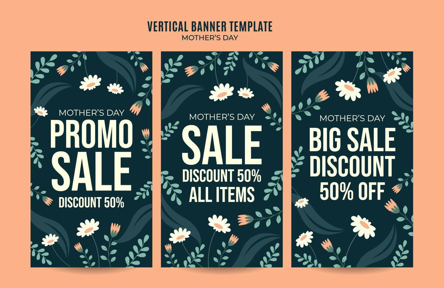 Happy Mother's Day Retro Web Banner for Social Media Vertical Poster, banner, space area and background vector