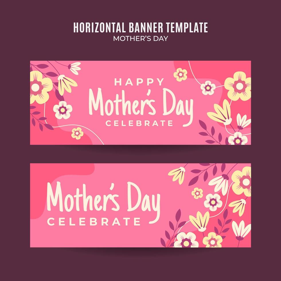 Happy Mother's Day Retro Web Banner for Social Media Horizontal Poster, banner, space area and background vector