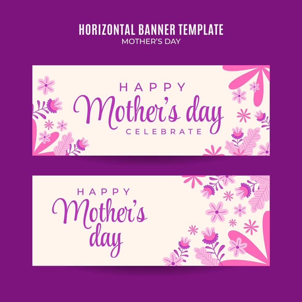 Happy Mother's Day Retro Web Banner for Social Media Horizontal Poster, banner, space area and background vector