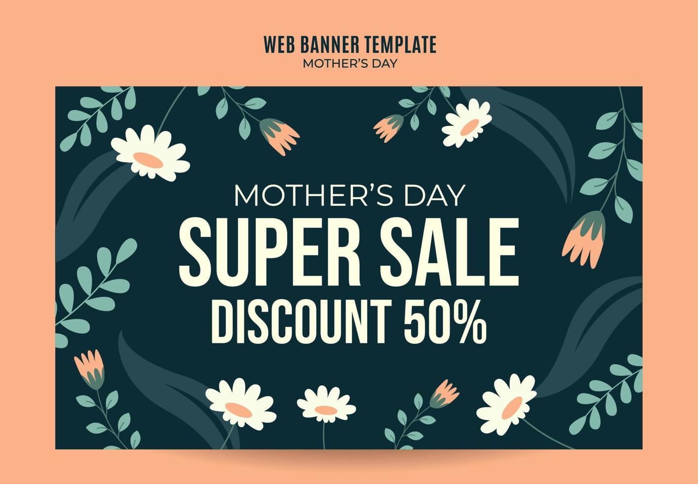 Happy Mother's Day Retro Web Banner for Social Media Poster, banner, space area and background vector