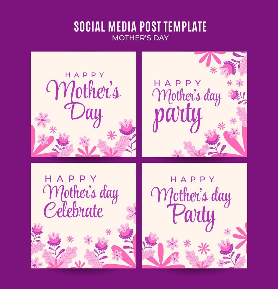 Happy Mother's Day Retro Web Banner for Social Media Square Poster, banner, space area and background vector