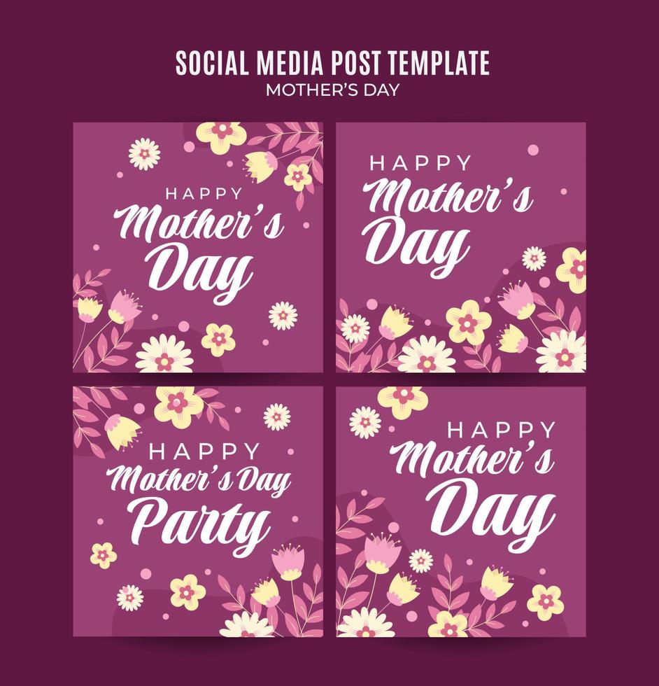 Happy Mother's Day Retro Web Banner for Social Media Square Poster, banner, space area and background vector