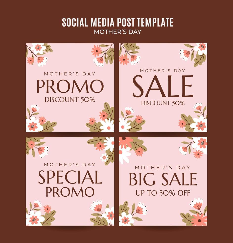 Happy Mother's Day Retro Web Banner for Social Media Square Poster, banner, space area and background vector