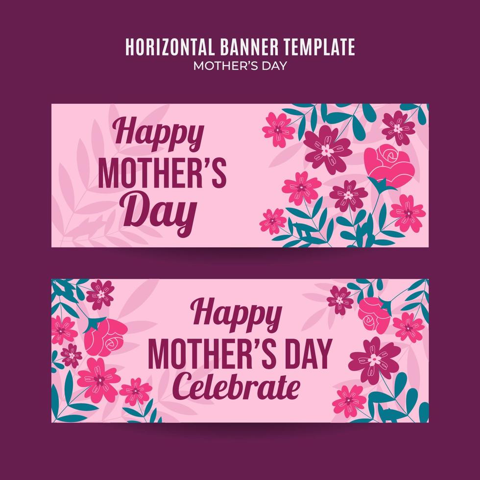 Happy Mother's Day Retro Web Banner for Social Media Horizontal Poster, banner, space area and background vector