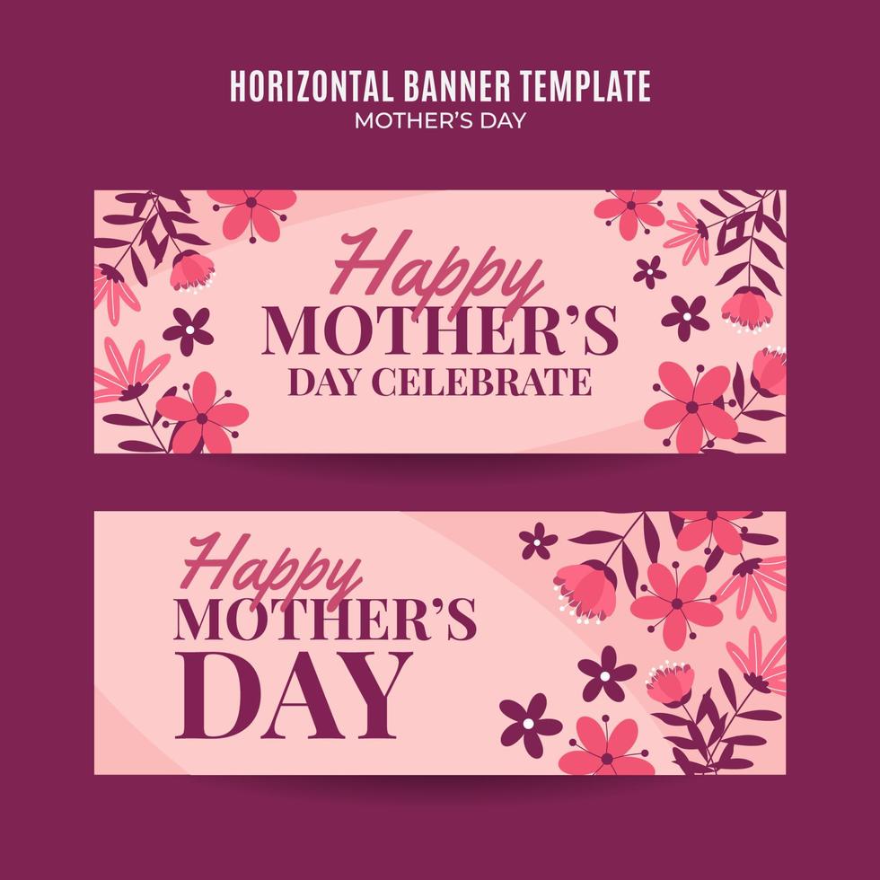 Happy Mother's Day Retro Web Banner for Social Media Horizontal Poster, banner, space area and background vector