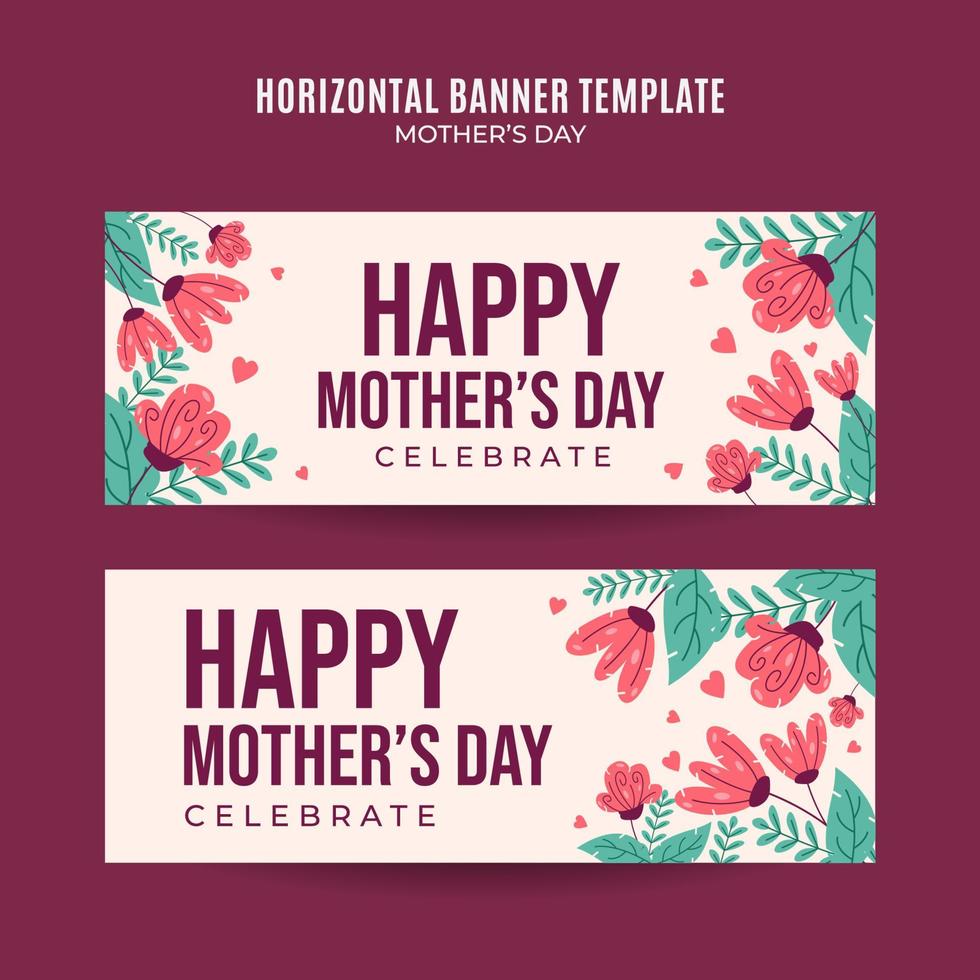 Happy Mother's Day Retro Web Banner for Social Media Horizontal Poster, banner, space area and background vector