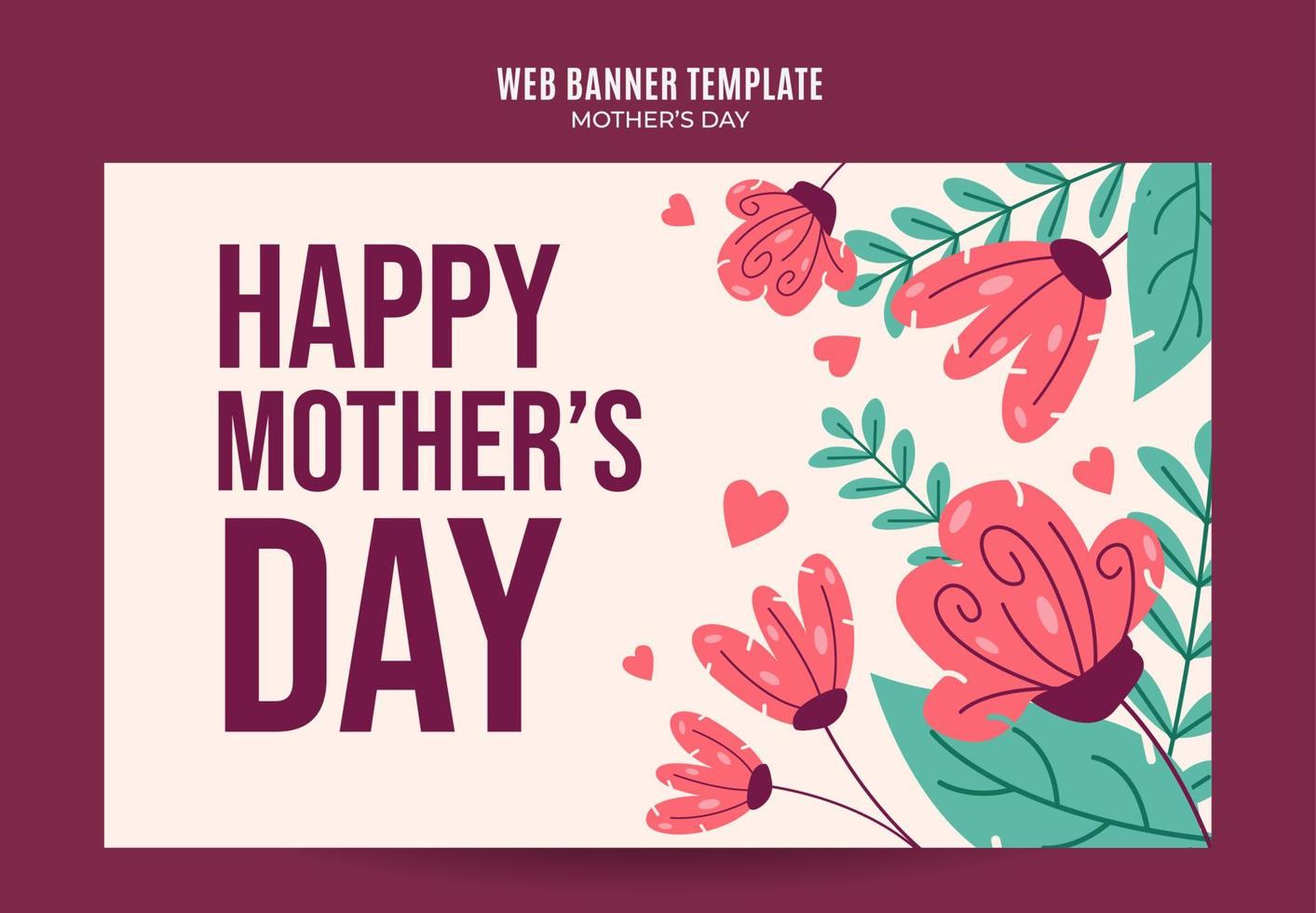 Happy Mother's Day Retro Web Banner for Social Media Poster, banner, space area and background vector