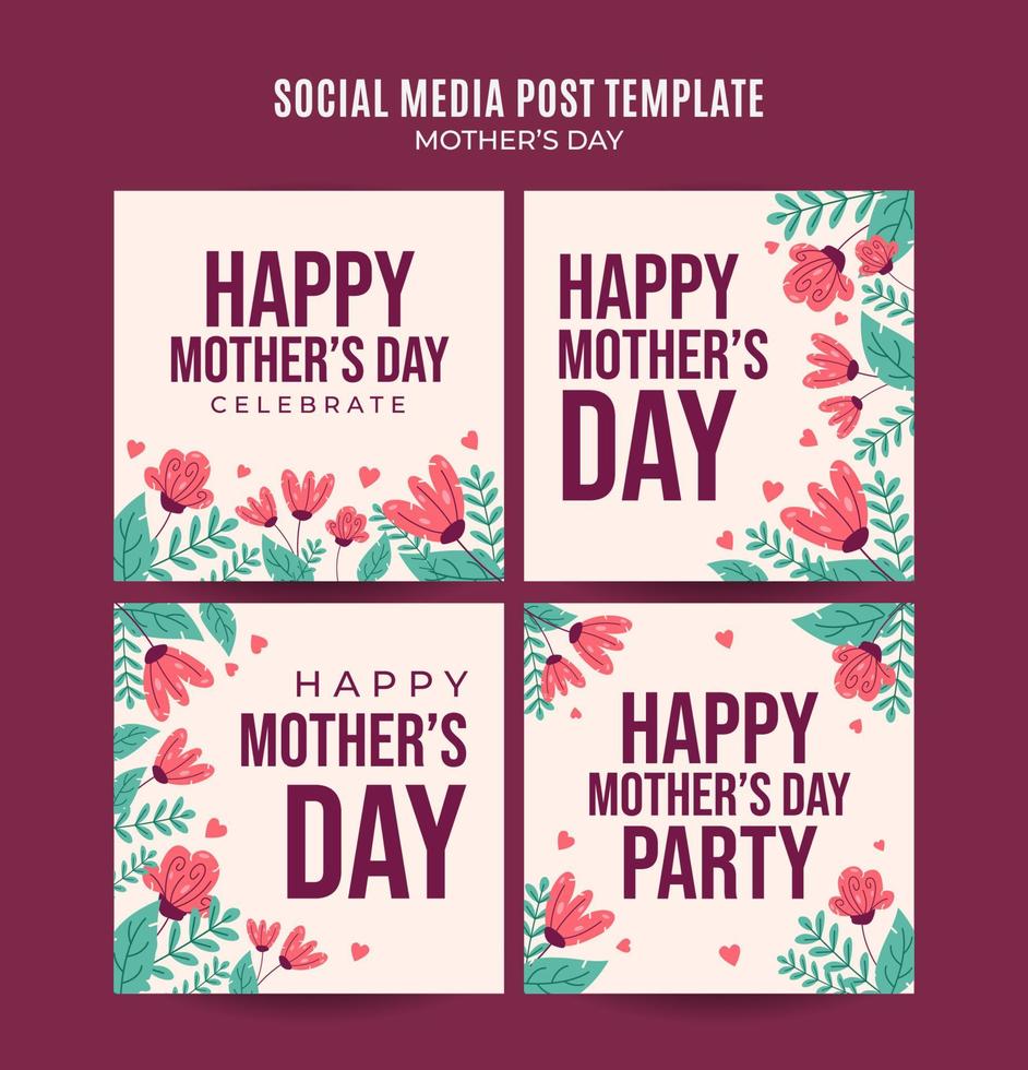 Happy Mother's Day Retro Web Banner for Social Media Square Poster, banner, space area and background vector