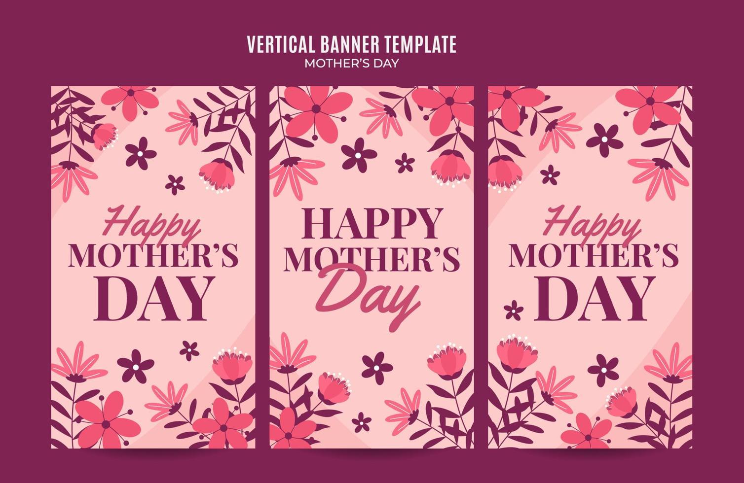 banner web retro del día de la madre feliz para afiches verticales de redes sociales, banner, área espacial y fondo vector