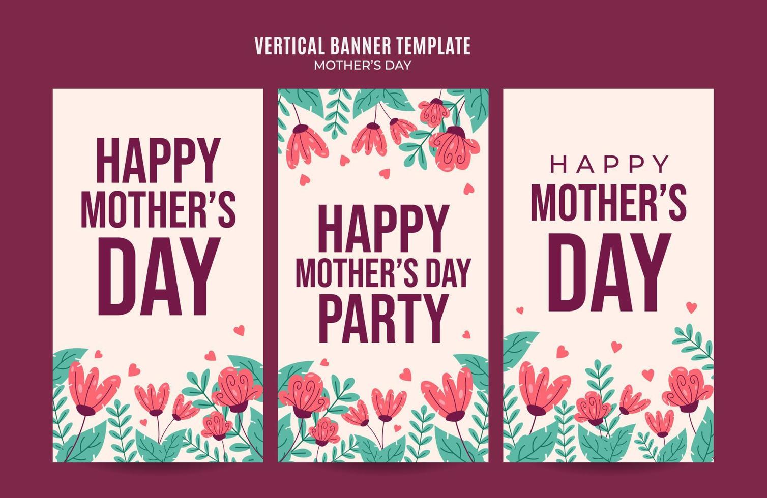 Happy Mother's Day Retro Web Banner for Social Media Vertical Poster, banner, space area and background vector